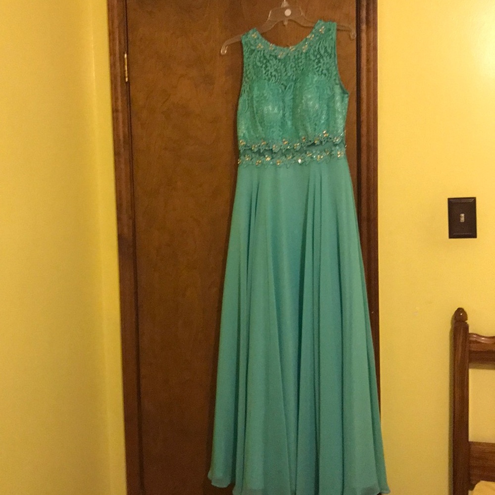 Teal Floor Length Evening Gown